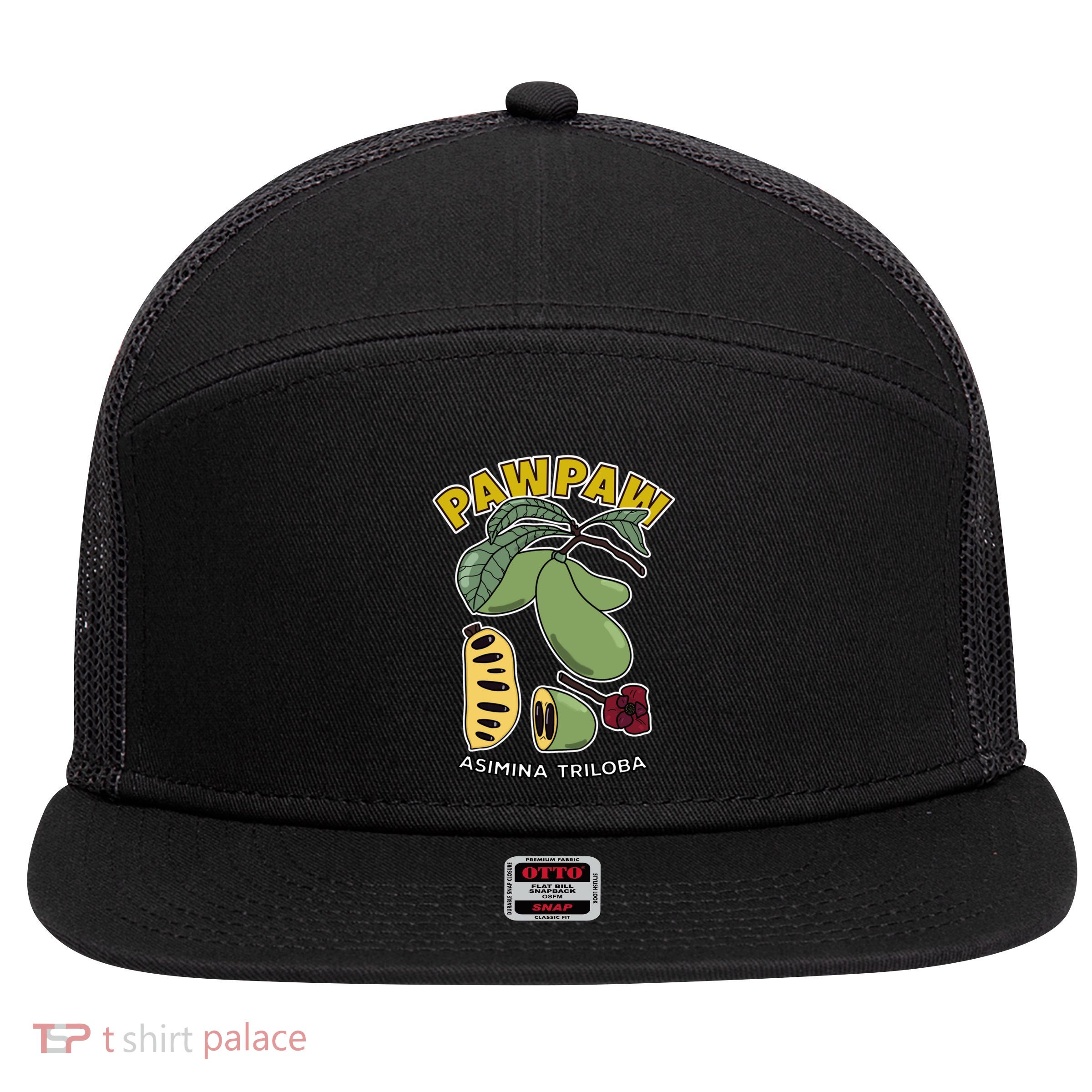 Pawpaw Fruit Tree Asimina Triloba 7 Panel Mesh Trucker Snapback Hat