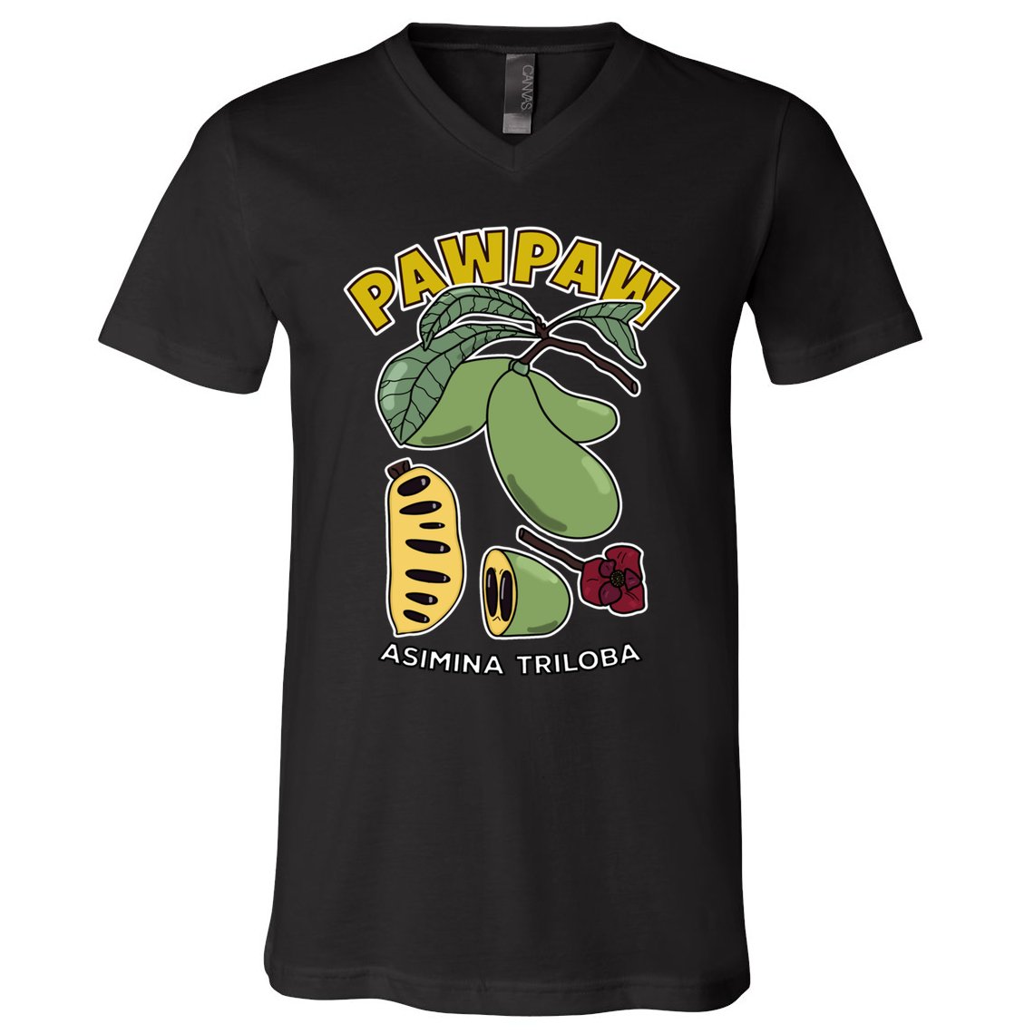 Pawpaw Fruit Tree Asimina Triloba V-Neck T-Shirt