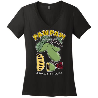 Pawpaw Fruit Tree Asimina Triloba Women's V-Neck T-Shirt