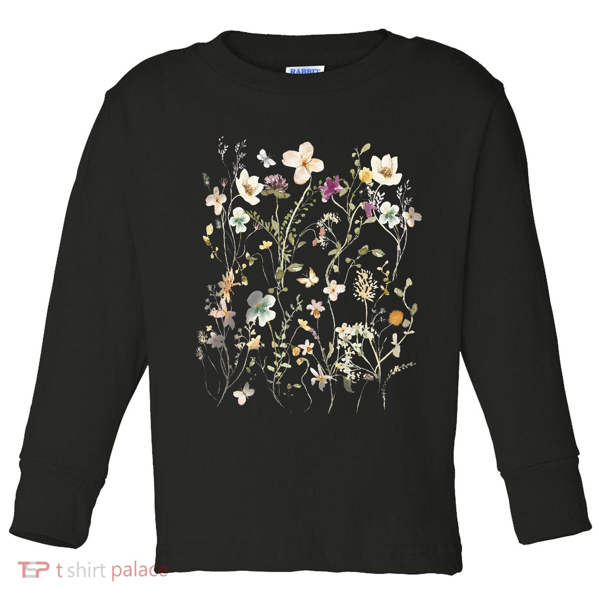 Pressed Flowers T Boho Wildflowers Cottagecore Toddler Long Sleeve Shirt