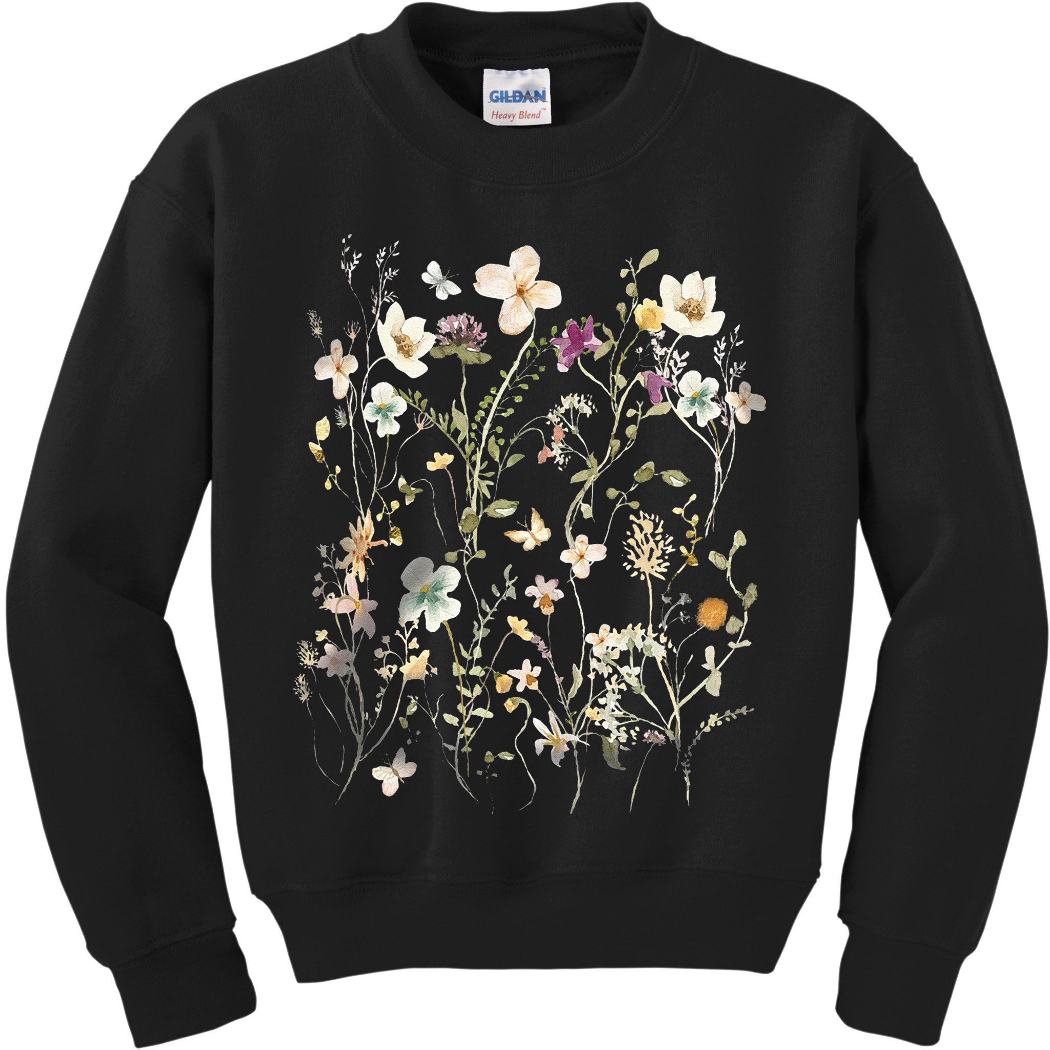 Pressed Flowers T Boho Wildflowers Cottagecore Kids Sweatshirt