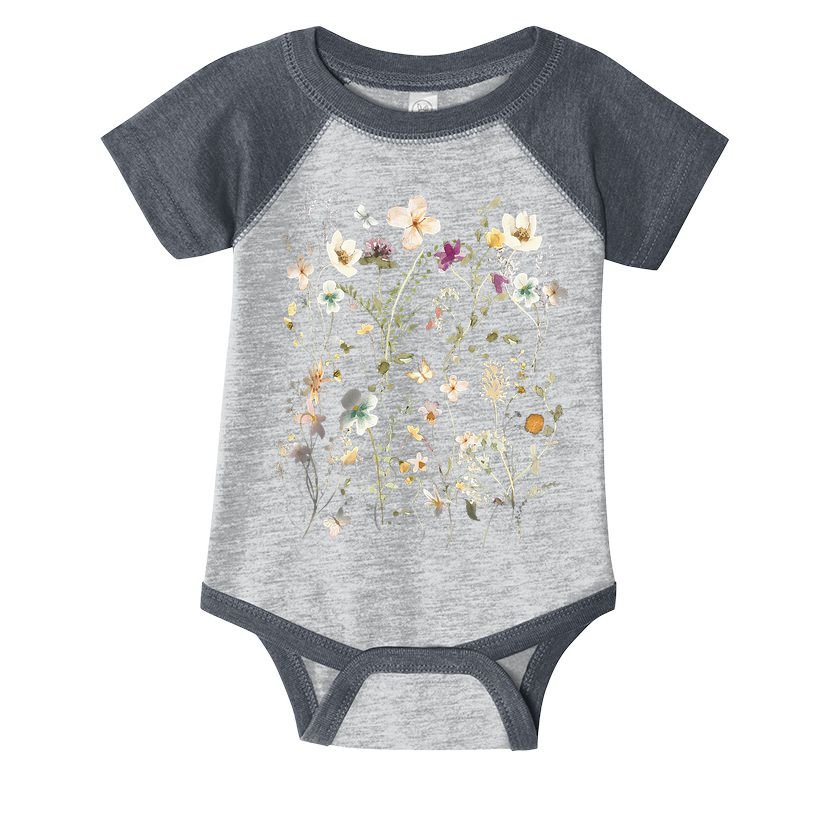 Pressed Flowers T Boho Wildflowers Cottagecore Infant Baby Jersey Bodysuit