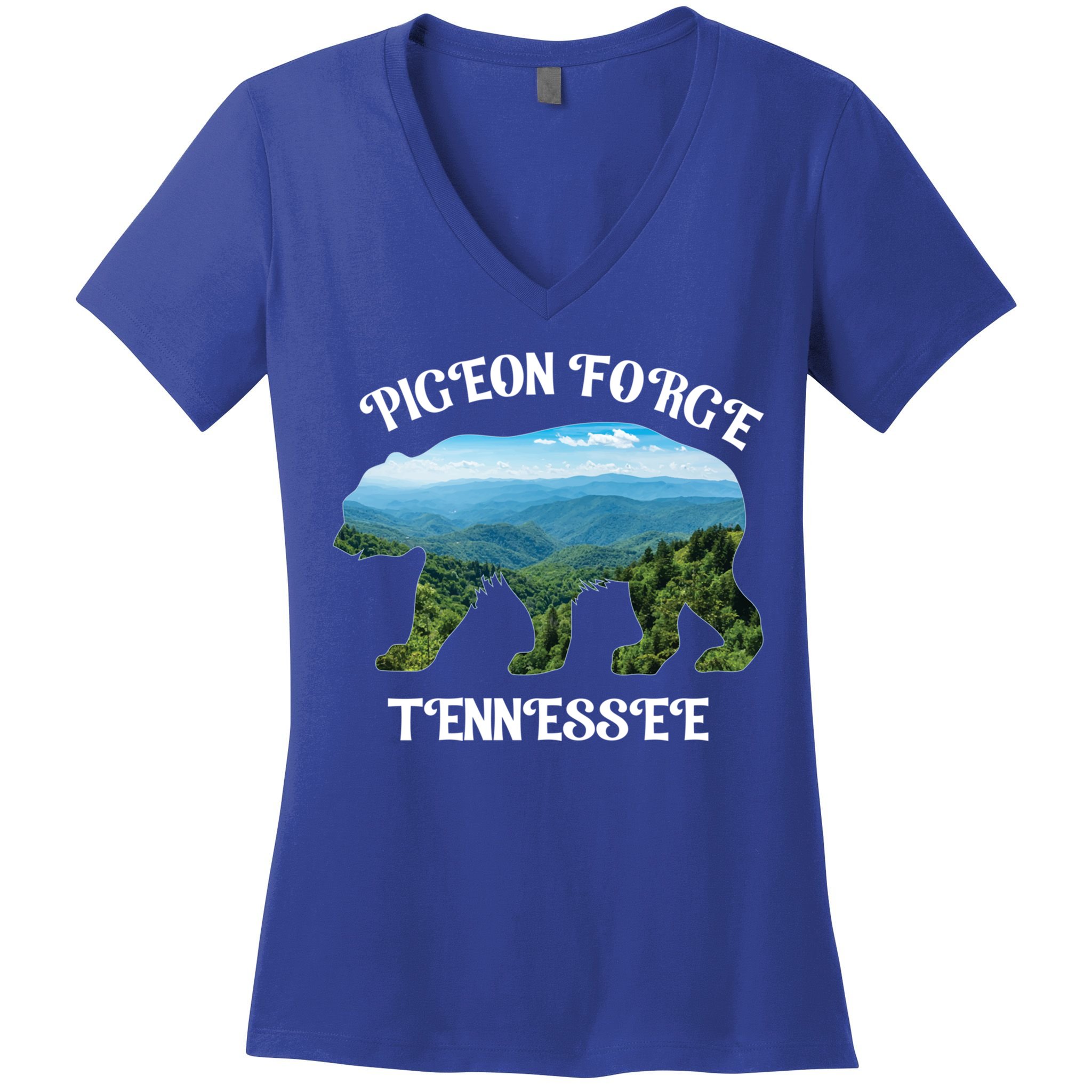 Pigeon Forge Tennessee Bear Great Smoky Mountains Souvenirs Gift Women's V-Neck T-Shirt