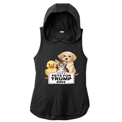 Pets For Trump Duck Cat Dog Donald Trump 2024 Ladies PosiCharge Tri-Blend Wicking Draft Hoodie Tank