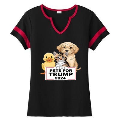 Pets For Trump Duck Cat Dog Donald Trump 2024 Ladies Halftime Notch Neck Tee