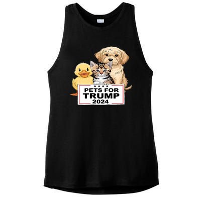 Pets For Trump Duck Cat Dog Donald Trump 2024 Ladies PosiCharge Tri-Blend Wicking Tank