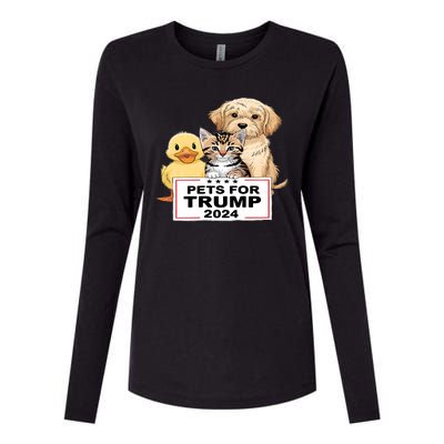 Pets For Trump Duck Cat Dog Donald Trump 2024 Womens Cotton Relaxed Long Sleeve T-Shirt