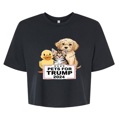 Pets For Trump Duck Cat Dog Donald Trump 2024 Bella+Canvas Jersey Crop Tee