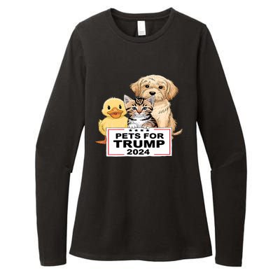 Pets For Trump Duck Cat Dog Donald Trump 2024 Womens CVC Long Sleeve Shirt