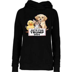 Pets For Trump Duck Cat Dog Donald Trump 2024 Womens Funnel Neck Pullover Hood