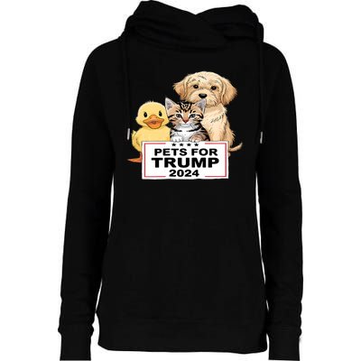 Pets For Trump Duck Cat Dog Donald Trump 2024 Womens Funnel Neck Pullover Hood