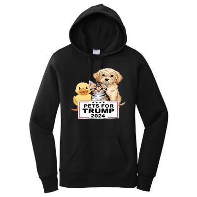 Pets For Trump Duck Cat Dog Donald Trump 2024 Women's Pullover Hoodie