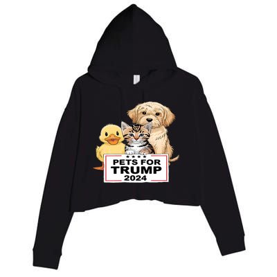 Pets For Trump Duck Cat Dog Donald Trump 2024 Crop Fleece Hoodie