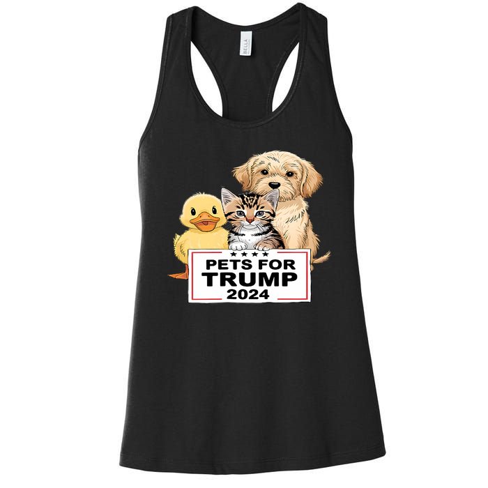 Pets For Trump Duck Cat Dog Donald Trump 2024 Women's Racerback Tank