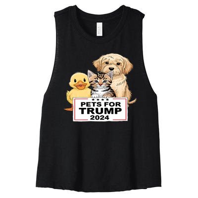 Pets For Trump Duck Cat Dog Donald Trump 2024 Women's Racerback Cropped Tank