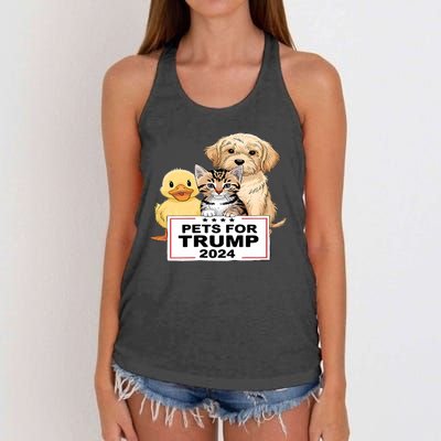 Pets For Trump Duck Cat Dog Donald Trump 2024 Women's Knotted Racerback Tank