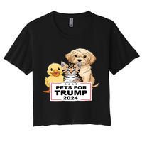 Pets For Trump Duck Cat Dog Donald Trump 2024 Women's Crop Top Tee