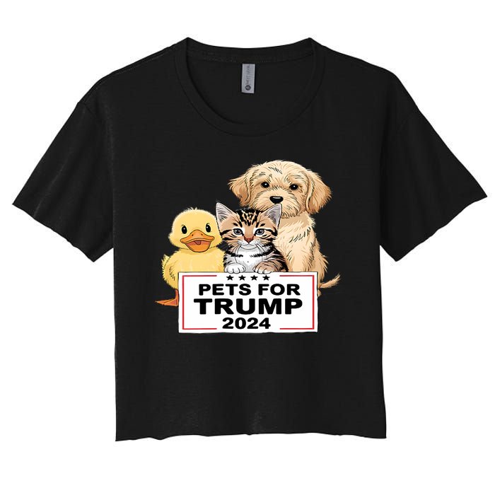 Pets For Trump Duck Cat Dog Donald Trump 2024 Women's Crop Top Tee