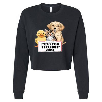 Pets For Trump Duck Cat Dog Donald Trump 2024 Cropped Pullover Crew