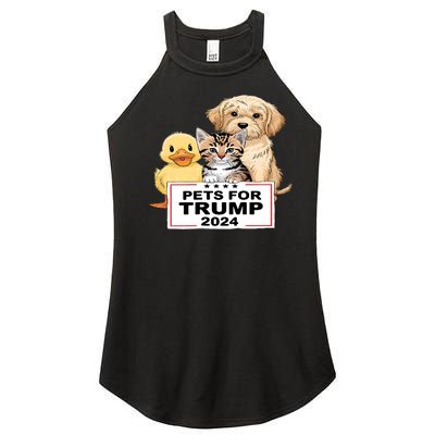 Pets For Trump Duck Cat Dog Donald Trump 2024 Women's Perfect Tri Rocker Tank