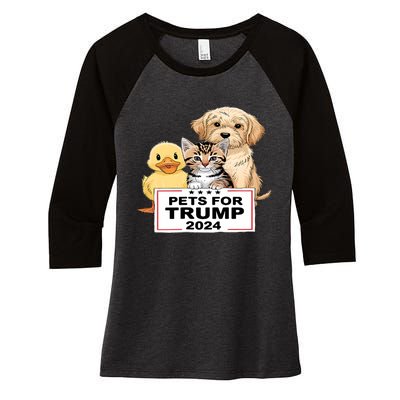 Pets For Trump Duck Cat Dog Donald Trump 2024 Women's Tri-Blend 3/4-Sleeve Raglan Shirt