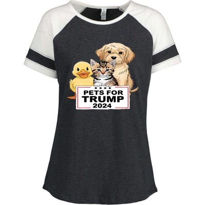 Pets For Trump Duck Cat Dog Donald Trump 2024 Enza Ladies Jersey Colorblock Tee