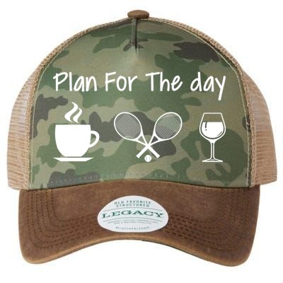 Plan For The Day Coffee Tennis And Wine Tennis Lover Gift Legacy Tie Dye Trucker Hat