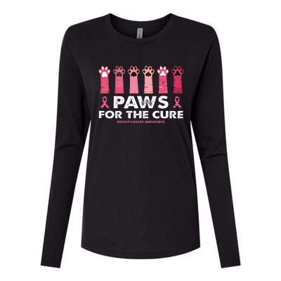 Paws For The C.U.R.E. Breast Cancer Awareness Womens Cotton Relaxed Long Sleeve T-Shirt