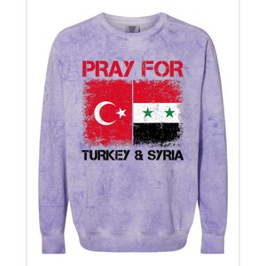 Pray For Turkey & Syria Flag Protect Turkey Syria Earthquake Colorblast Crewneck Sweatshirt