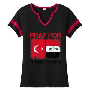 Pray For Turkey & Syria Flag Protect Turkey Syria Earthquake Ladies Halftime Notch Neck Tee