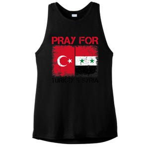 Pray For Turkey & Syria Flag Protect Turkey Syria Earthquake Ladies PosiCharge Tri-Blend Wicking Tank