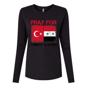 Pray For Turkey & Syria Flag Protect Turkey Syria Earthquake Womens Cotton Relaxed Long Sleeve T-Shirt