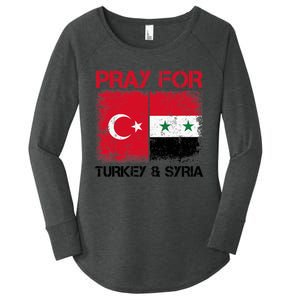 Pray For Turkey & Syria Flag Protect Turkey Syria Earthquake Women's Perfect Tri Tunic Long Sleeve Shirt