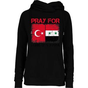 Pray For Turkey & Syria Flag Protect Turkey Syria Earthquake Womens Funnel Neck Pullover Hood