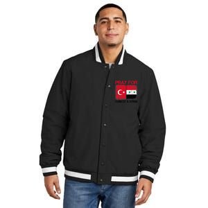 Pray For Turkey & Syria Flag Protect Turkey Syria Earthquake Insulated Varsity Jacket