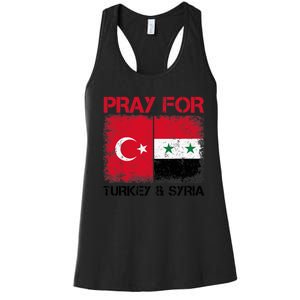 Pray For Turkey & Syria Flag Protect Turkey Syria Earthquake Women's Racerback Tank