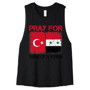 Pray For Turkey & Syria Flag Protect Turkey Syria Earthquake Women's Racerback Cropped Tank