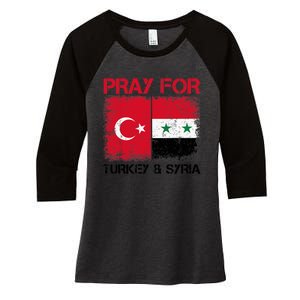 Pray For Turkey & Syria Flag Protect Turkey Syria Earthquake Women's Tri-Blend 3/4-Sleeve Raglan Shirt