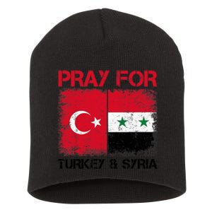 Pray For Turkey & Syria Flag Protect Turkey Syria Earthquake Short Acrylic Beanie