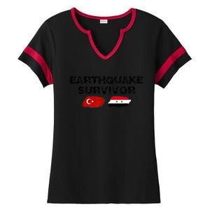 Pray For Turkey & Syria Flag Earthquake In Turkey Syria Ladies Halftime Notch Neck Tee