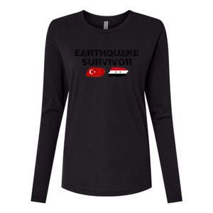 Pray For Turkey & Syria Flag Earthquake In Turkey Syria Womens Cotton Relaxed Long Sleeve T-Shirt