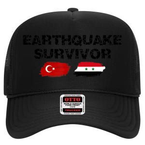 Pray For Turkey & Syria Flag Earthquake In Turkey Syria High Crown Mesh Back Trucker Hat