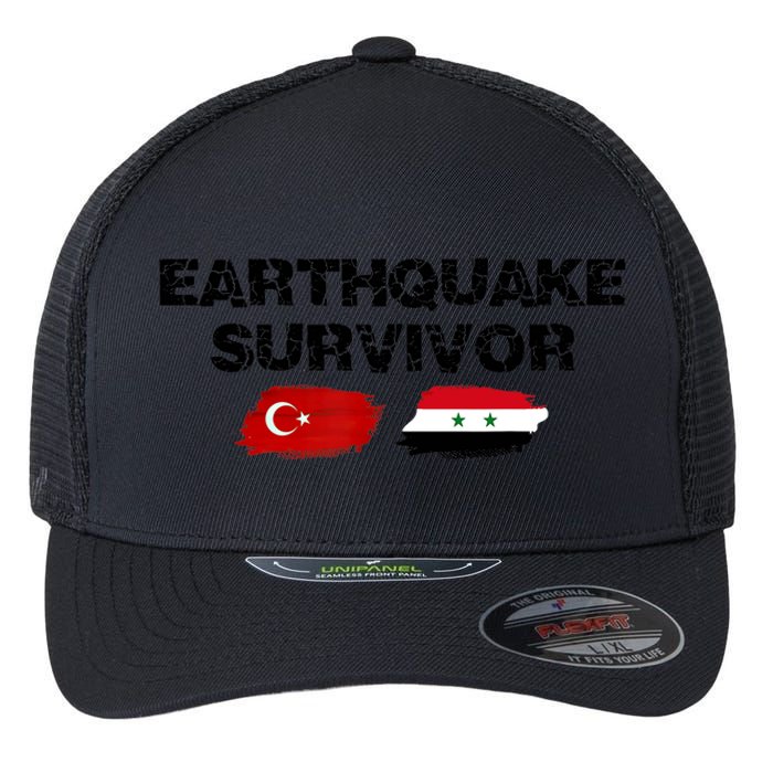 Pray For Turkey & Syria Flag Earthquake In Turkey Syria Flexfit Unipanel Trucker Cap