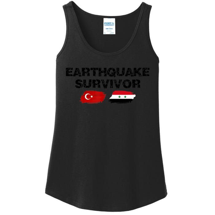 Pray For Turkey & Syria Flag Earthquake In Turkey Syria Ladies Essential Tank