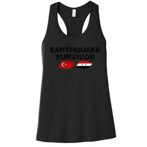 Pray For Turkey & Syria Flag Earthquake In Turkey Syria Women's Racerback Tank