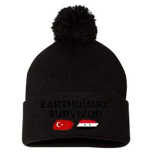 Pray For Turkey & Syria Flag Earthquake In Turkey Syria Pom Pom 12in Knit Beanie