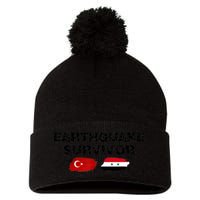 Pray For Turkey & Syria Flag Earthquake In Turkey Syria Pom Pom 12in Knit Beanie