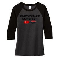 Pray For Turkey & Syria Flag Earthquake In Turkey Syria Women's Tri-Blend 3/4-Sleeve Raglan Shirt