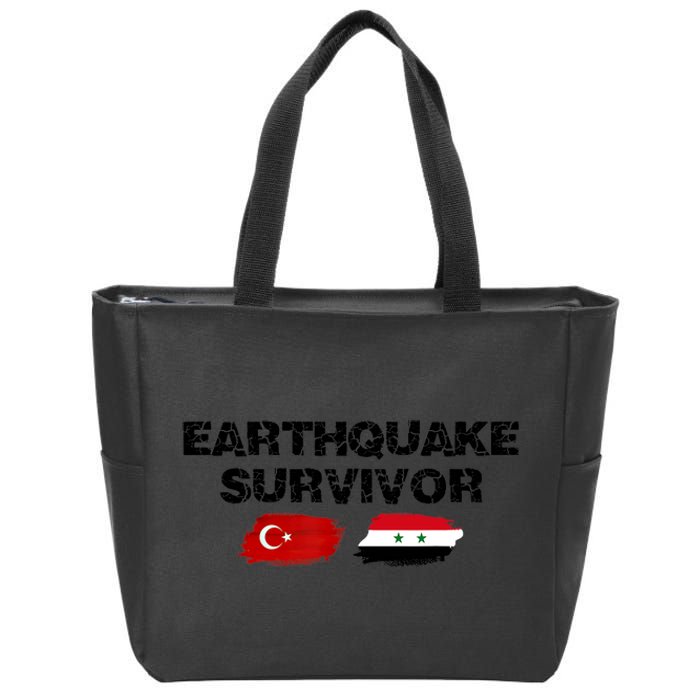 Pray For Turkey & Syria Flag Earthquake In Turkey Syria Zip Tote Bag