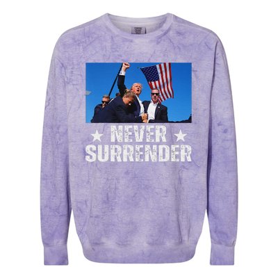 Pray For Trump Never Surrender Strong Support Colorblast Crewneck Sweatshirt